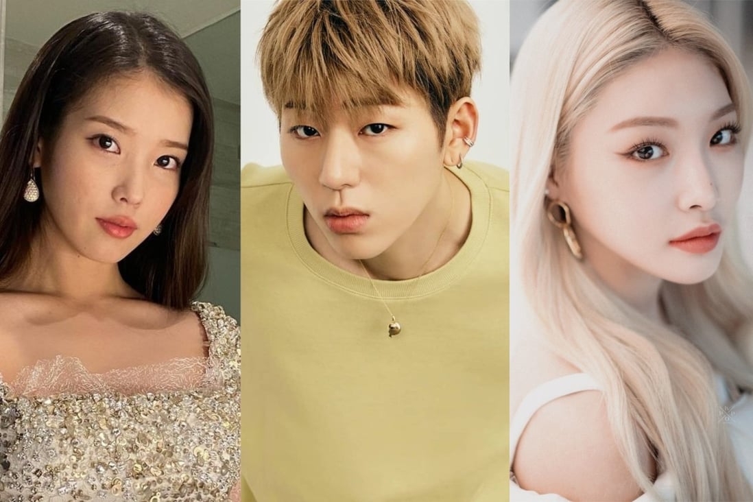 IU, Zico and Chungha are three of the six K-pop idols who spent their first earnings helping their families to pay off debts. Photo: @dlwlrma, @woozico0914/Instagram, handout