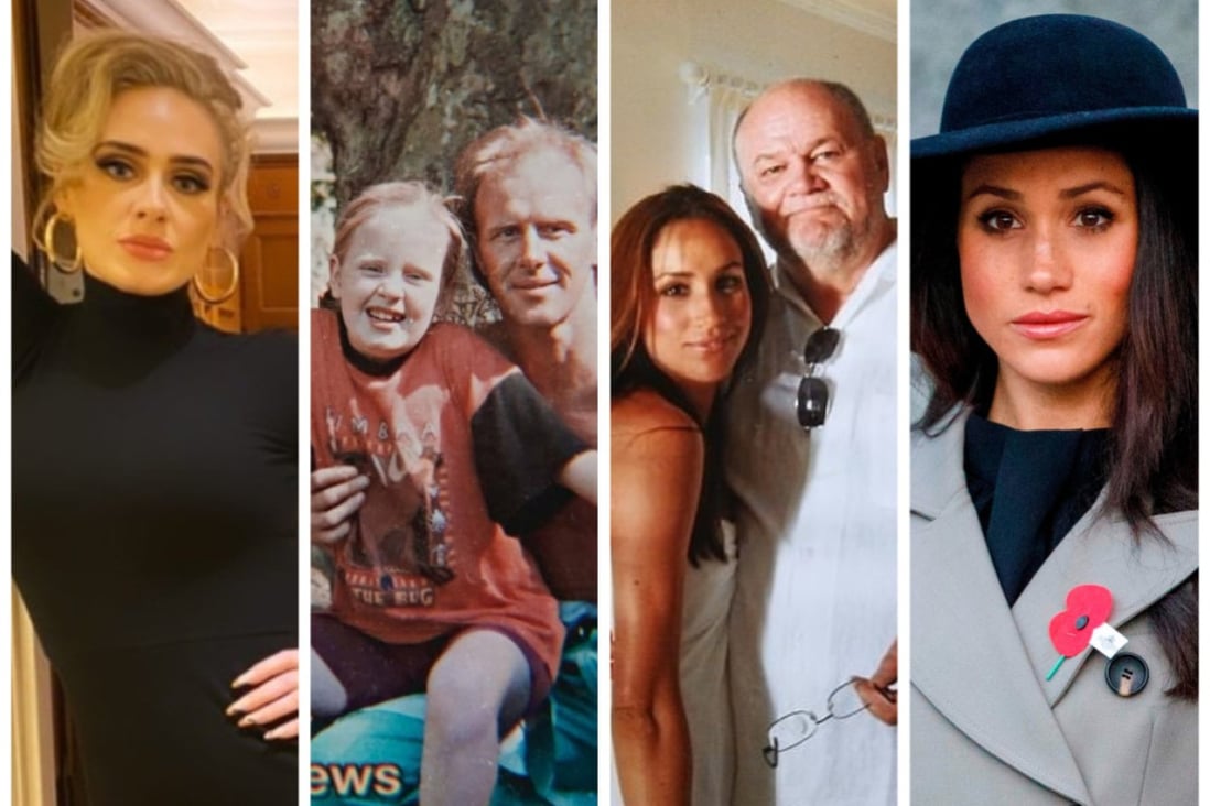 Families, eh? You can’t live with them; you can’t live without them: Adele and her dad, and Meghan Markle and her estranged father. Photos: @adelespecial/ Instagram; @adele/Instagram; Thomas Markle supplied; AFP 
