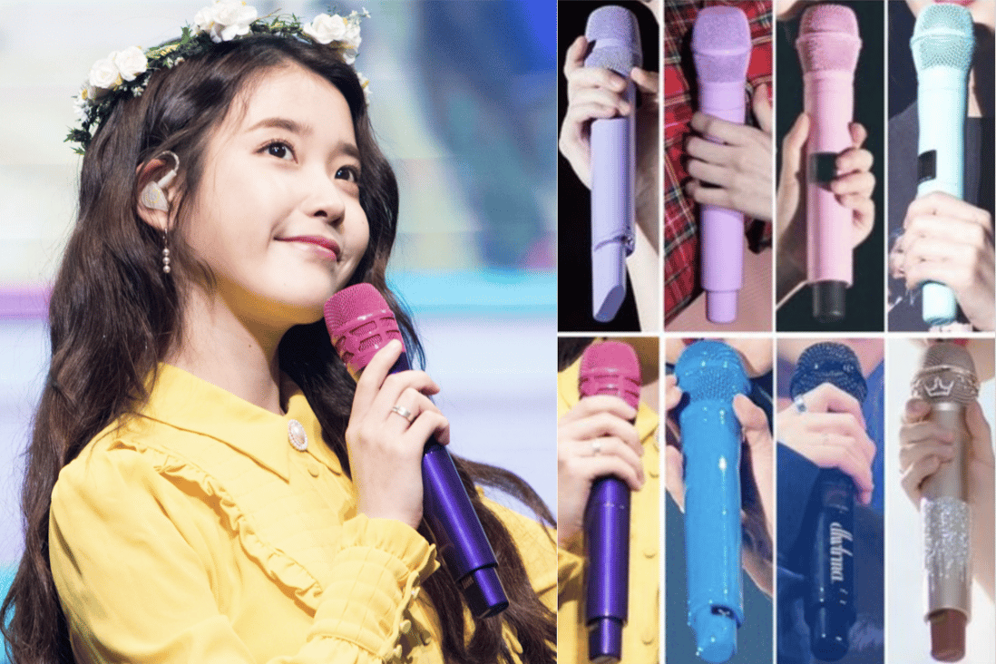 IU and a few mics from her huge collection of gear – just one of the things she likes to splurge on. Photo: @UAENA_516 @Raon_iu/Twitter