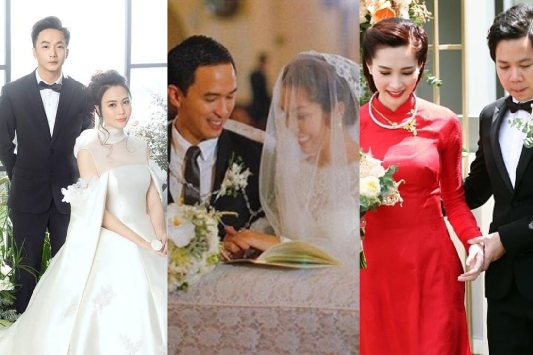 Crazy rich Vietnamese weddings including Dam Thu Trang and Nguyen Quoc Cuong, Tang Thanh Ha and Louis Nguyen, and Dang Thu Thao and Nguyen Trung Tin. Photo: @damthutrang/Instagram, Newsbeezer, Vietnamnet