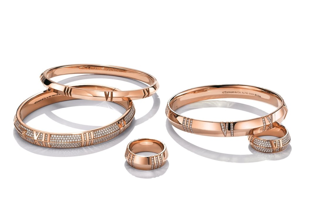 Tiffany & Co.’s Atlas collection of rose gold bangles and rings. Photo: Tiffany & Co.