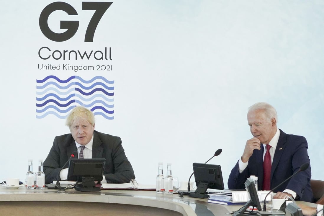 British Prime Minister Boris Johnson and US President Joe Biden take part in Sunday’s G7 meeting in Cornwall. Photo: YNA/dpa