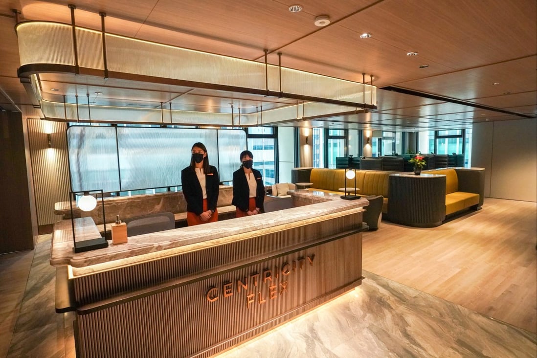 The reception at Centricity Flex, Hongkong Land’s co-working space at The Landmark Edinburgh Tower in Central on June 11, 2021. Photo: Felix Wong