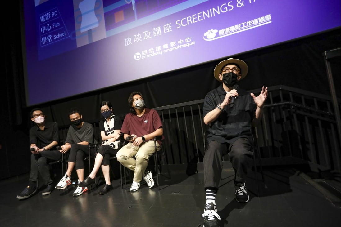 From left: BC director Clarence Tsui, art director Bly Li, costume designer Miggy Cheng, director of short film production and costume design Thomas Lee Chi-wai, and film art director Silver Cheung, speaking at BC Film School Offscreen Heroes’ Production and Costume Design talk. Photo: Jonathan 