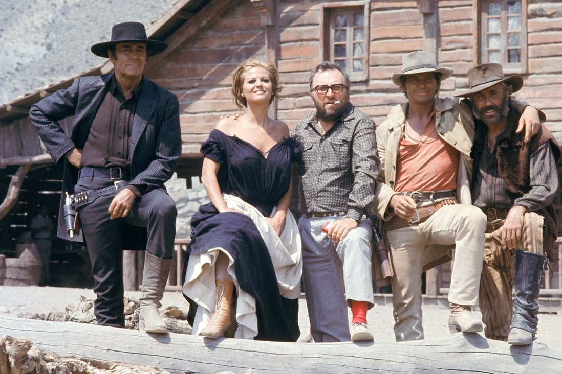 From left: Henry Fonda, Claudia Cardinale, Sergio Leone, Charles Bronson and Jason Robards on the set of Once Upon a Time in the West. Photo: Getty Images