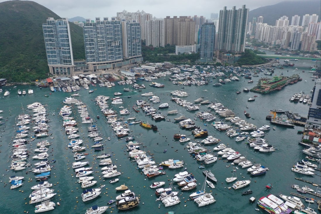 A view of Aberdeen South typhoon shelter, where a fire sank at least 20 vessels in the early hours of June 27. Photo: Nora Tam