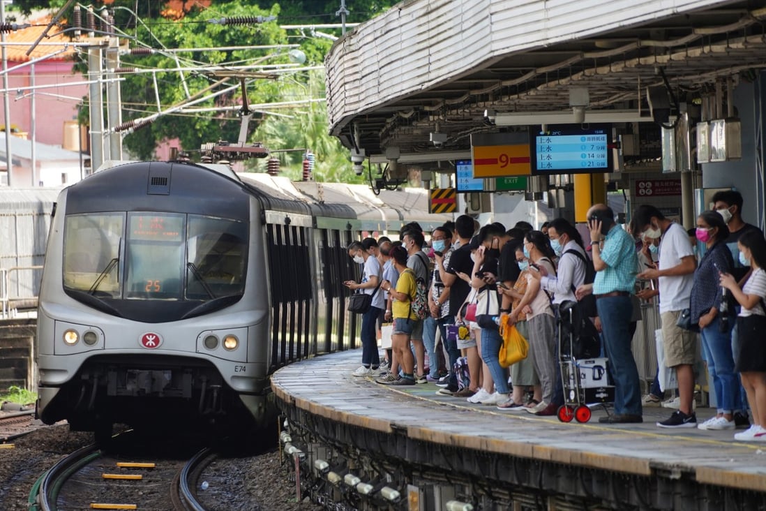 Passengers wait for the train to stop on the East Rail line platform of Kowloon Tong MTR station in August 2020. Photo: Sam Tsang