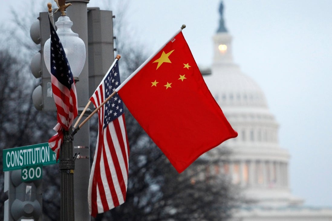 The Chinese and American flags fly on a lamp post along Pennsylvania Avenue near the US Capitol in Washington during then president Hu Jintao’s state visit on January 18, 2011. Photo: Reuters