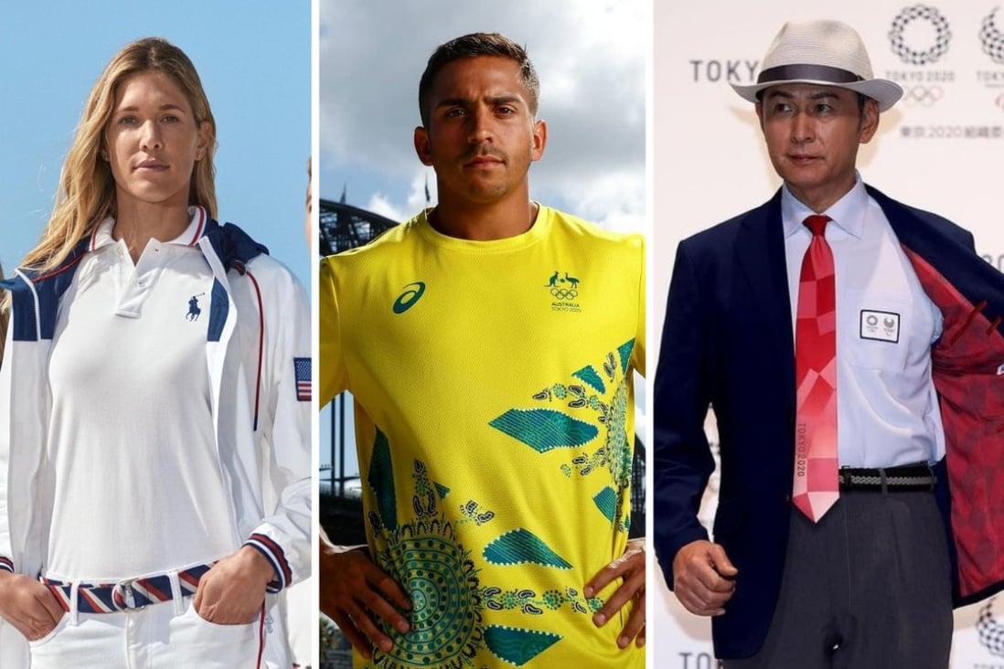 Uniforms for Tokyo’s rescheduled 2020 Olympics: from left, the US, Australia, Japan and France. Photos: @ralphlauren; @ausolympicteam; @tokyo2020; @equipefra/Instagram