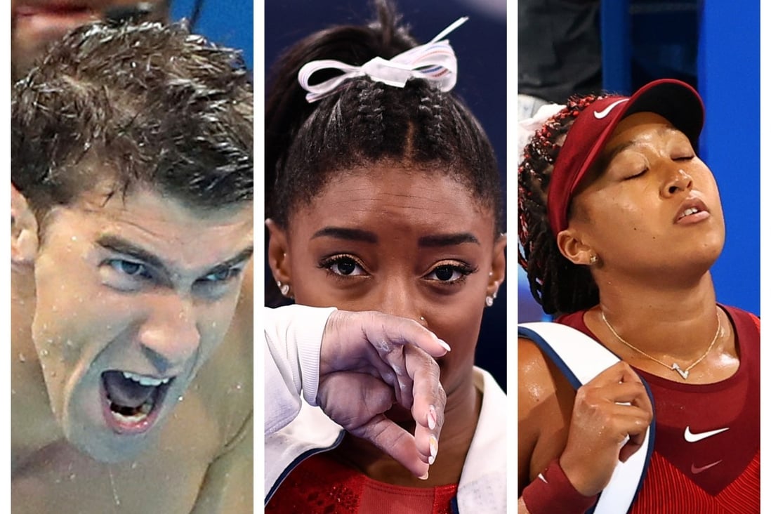 Star athletes who have spoken out about their mental health struggles include Michael Phelps, Simone Biles and Naomi Osaka. Photos: AP, AFP, Reuters