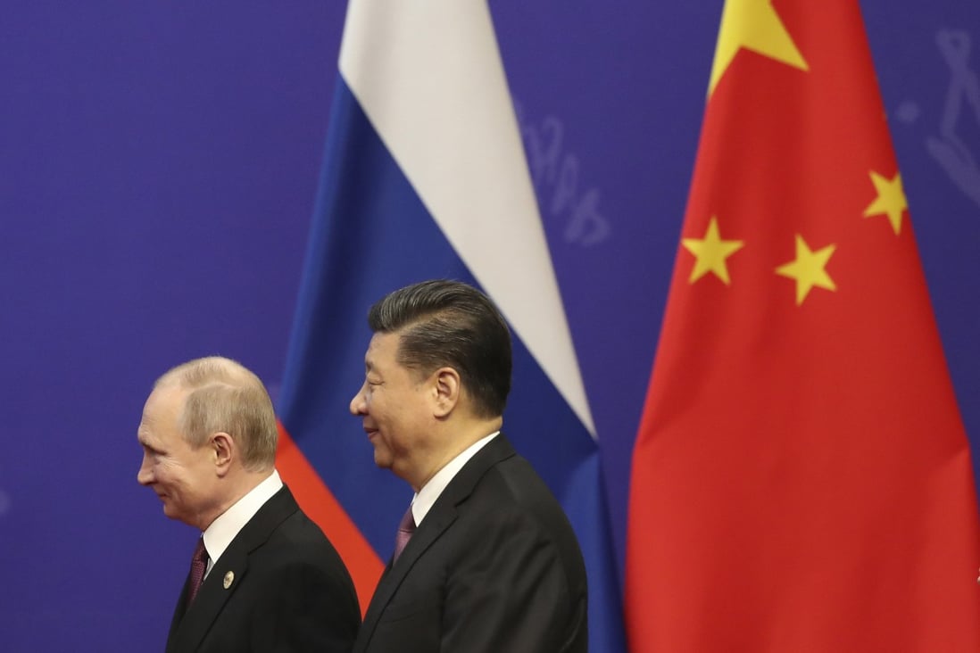 Russian President Vladimir Putin (left) and Chinese President Xi Jinping attend an event at the Friendship Palace in Beijing in April 2019. Photo: AP