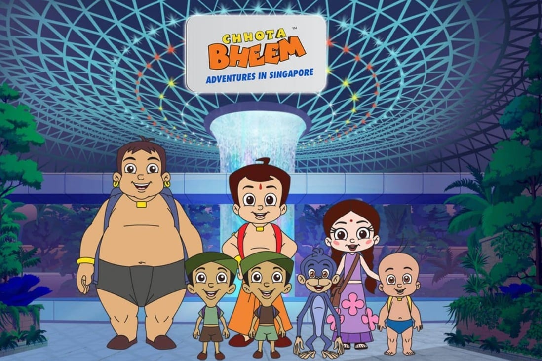 A scene from the Singapore tourism board’s cartoon series ‘Chhota Bheem – Adventures in Singapore’, which takes characters Chhota Bheem and his friends to attractions such as Jewel Changi Airport. Photo: Singapore Tourism Board