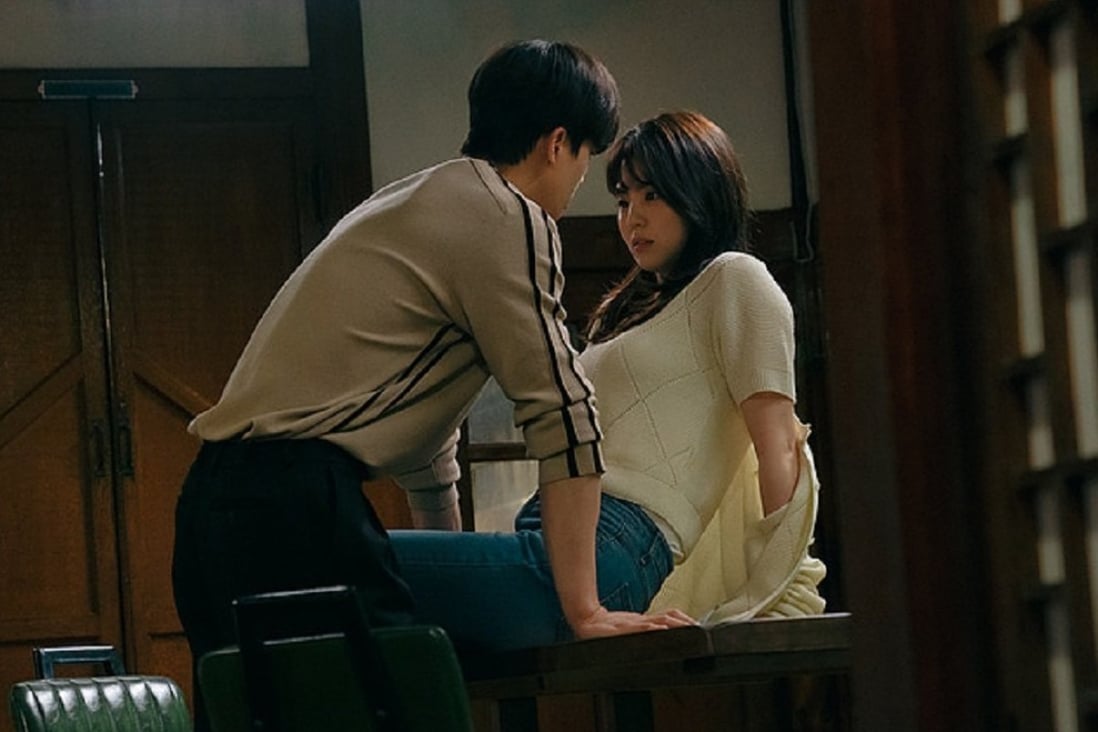 Song Kang (left) as playboy Park Jae-eon and Han So-hee, as Yoo Na-bi, in Nevertheless, Netflix’s latest romantic K-drama.
