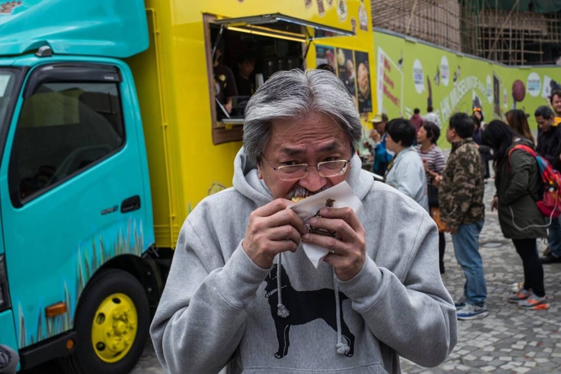 John Tsang visiting a food truck in Tsim Sha Tsui in February 2017. Photo: Facebook