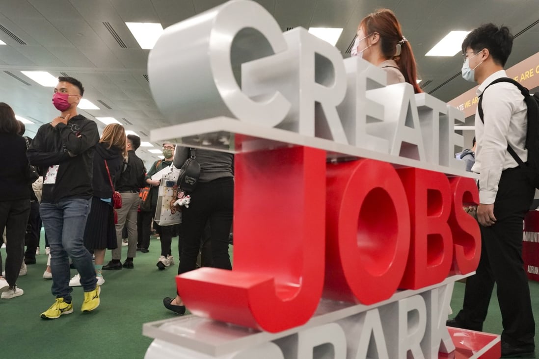 Jobseekers attend an event launched by New World Group called “Create Jobs Spark Hope” on March 13. Photo: Felix Wong
