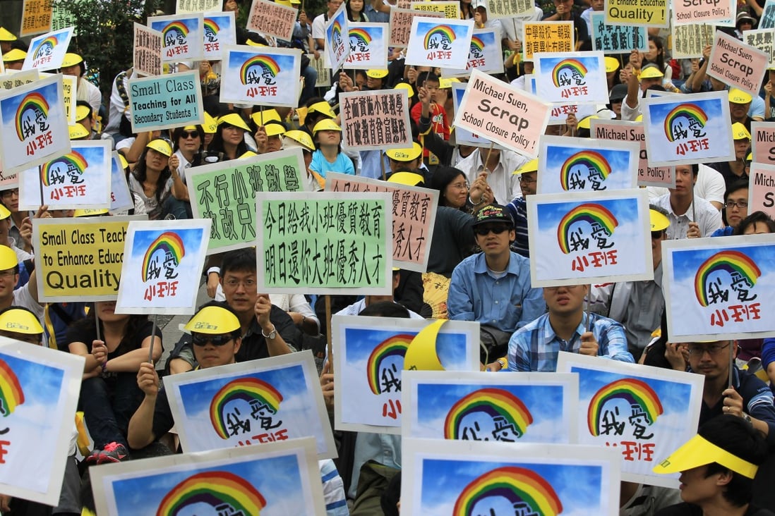 Members of the Hong Kong Professional Teachers’ Union stage a march in support of small-class education in 2010. Photo: SCMP