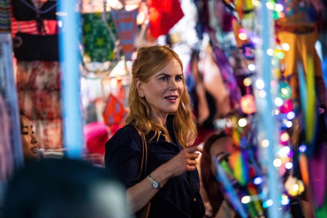 Actress Nicole Kidman films a scene from the Amazon Prime series Expats in a market in Hong Kong on August 23. Photo: AFP