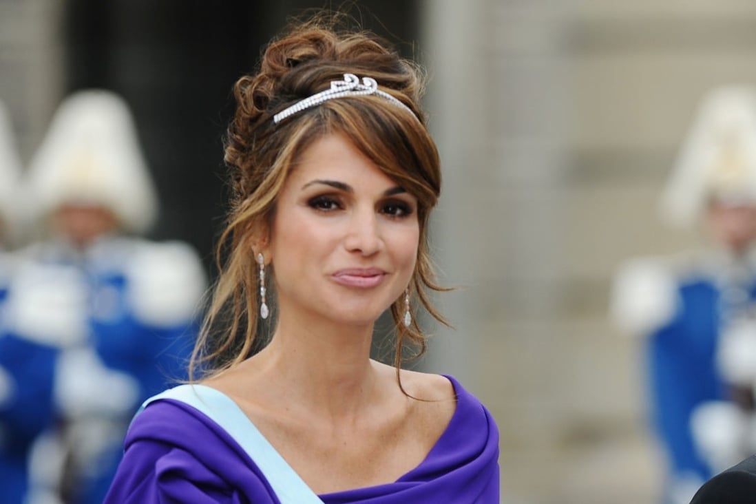 Queen Rania of Jordan attends the wedding of Crown Princess Victoria of Sweden in June 2010 wearing the Boucheron Bracelet Tiara, one of a number of diamond tiaras she likes to wear. Photo: Corbis via Getty Images