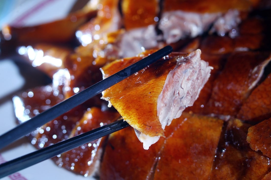 Roast goose at Sham Tseng Chan Kee,  where actress and singer Nicola Cheung often takes first-time visitors to Hong Kong. She tells the Post about her favourite restaurants in the city. Photo: SCMP