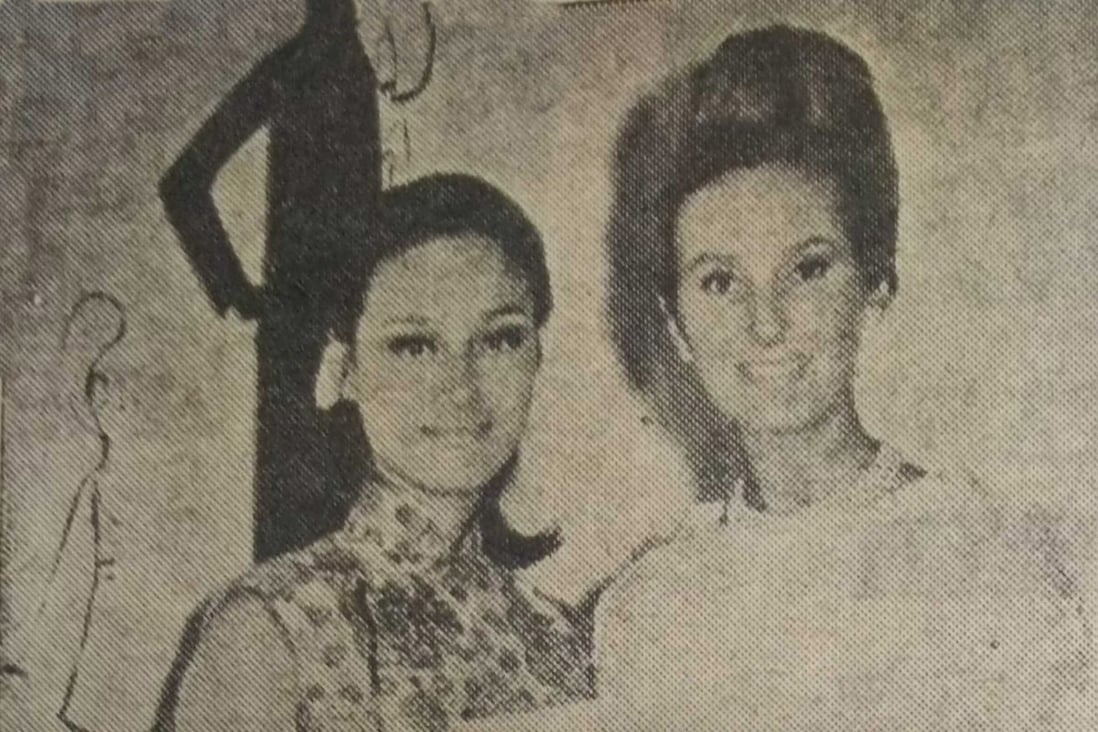 June Dally-Watkins (right) with Elly Lee, the winner of the June Dally-Watkins Modelling Scholarship Award, in April 1967. Photo: Handout 