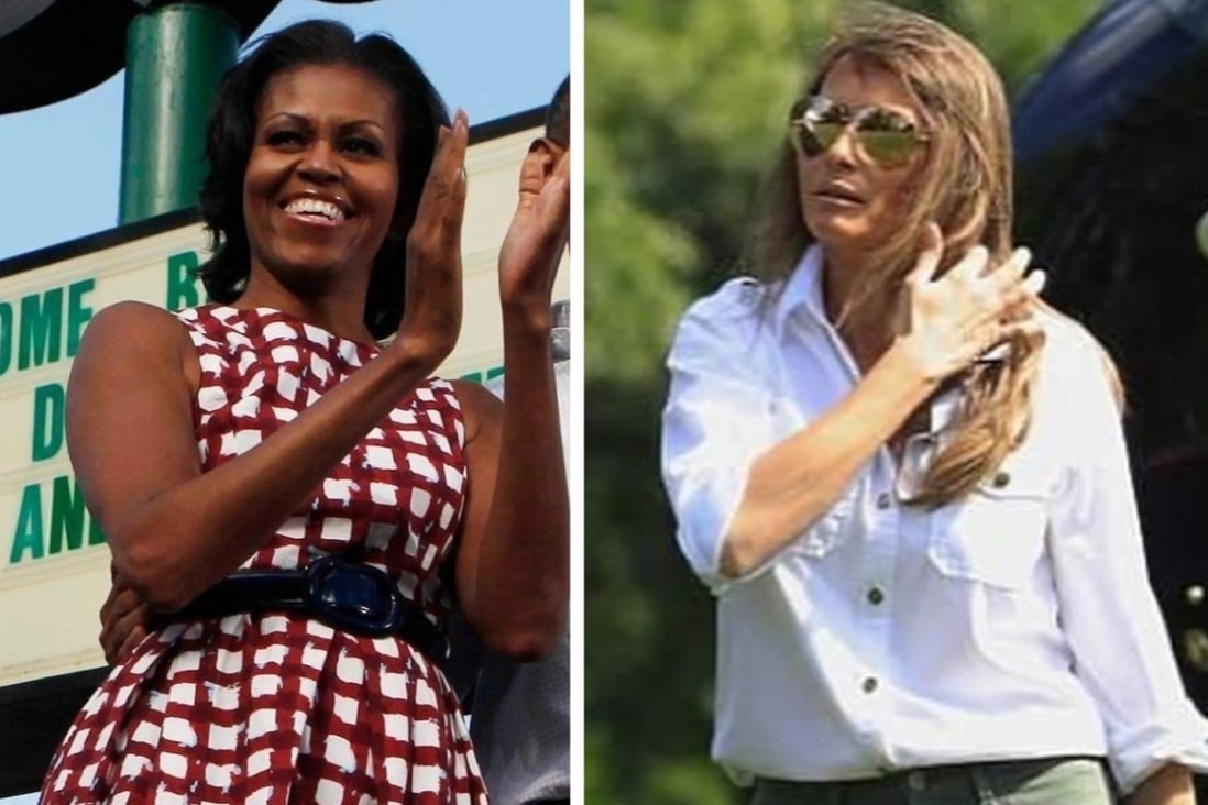Former US first ladies Michelle Obama, Melania Trump and Betty Ford were just as likely to wear affordable fashion as designer labels. Photos: Reuters, @melaniatrump.style/Instagram, blog.vintagevixen.com