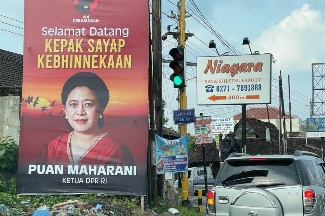 Billboards and banners featuring political elites such as Puan Maharani have proliferated across Indonesia. Photo: Twitter