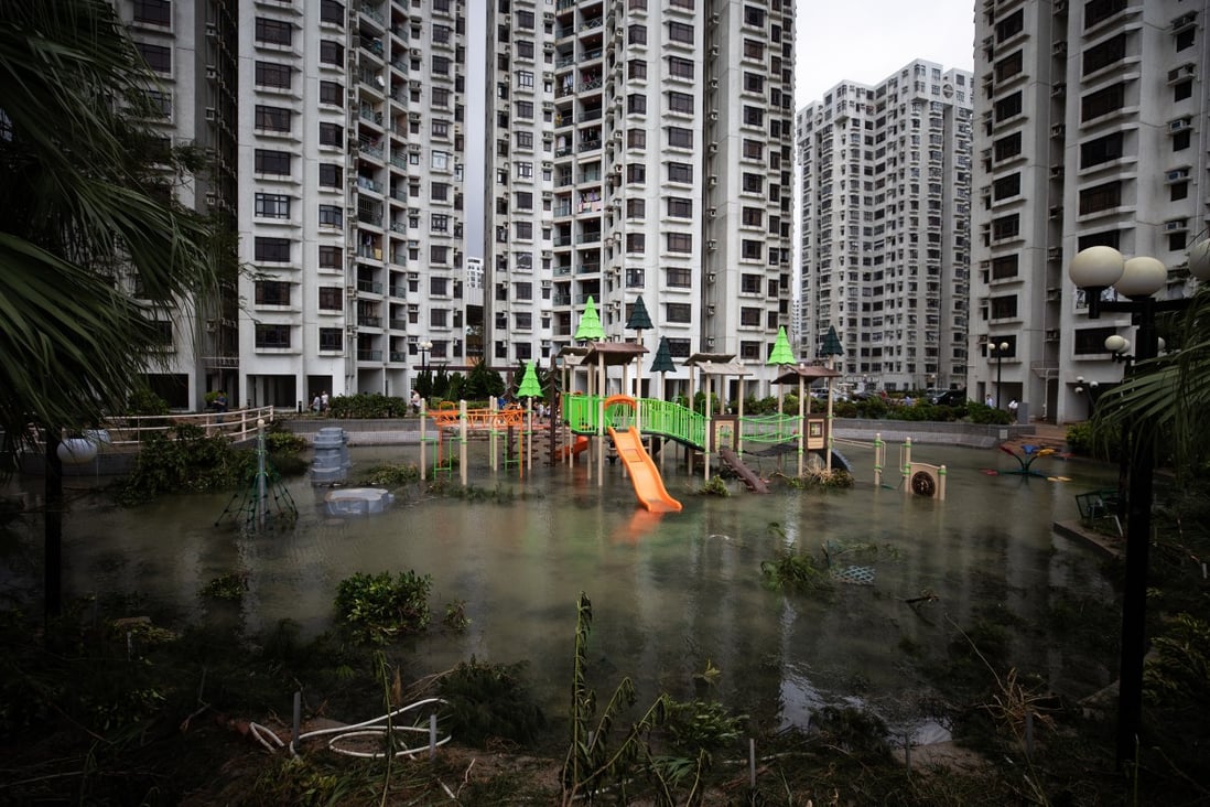 A playground in Heng Fa Chuen is destroyed after Typhoon Mangkhut hit Hong Kong on September 16, 2018. Hong Kong can expect more extreme weather events as the impact of climate change makes itself felt around the world. Photo: Winson Wong 