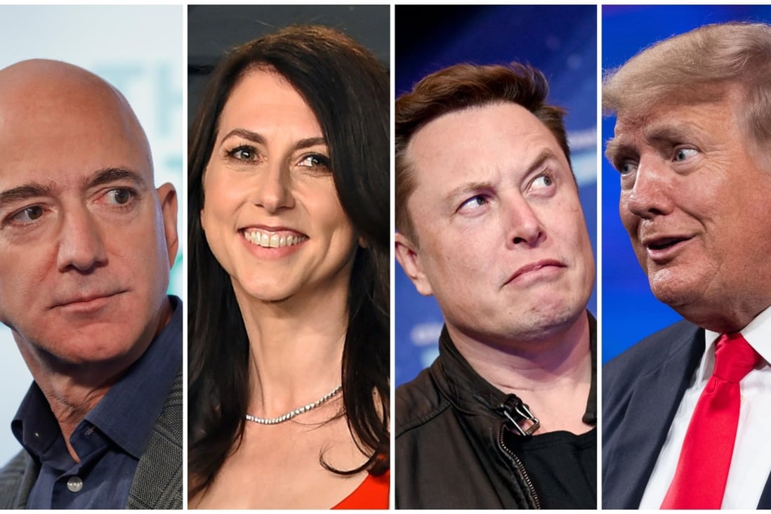 MacKenzie Scott outshines Jeff Bezos and Elon Musk when it comes to generosity, while Donald Trump has fallen off Forbes’ top givers list. Photos: AP, AFP