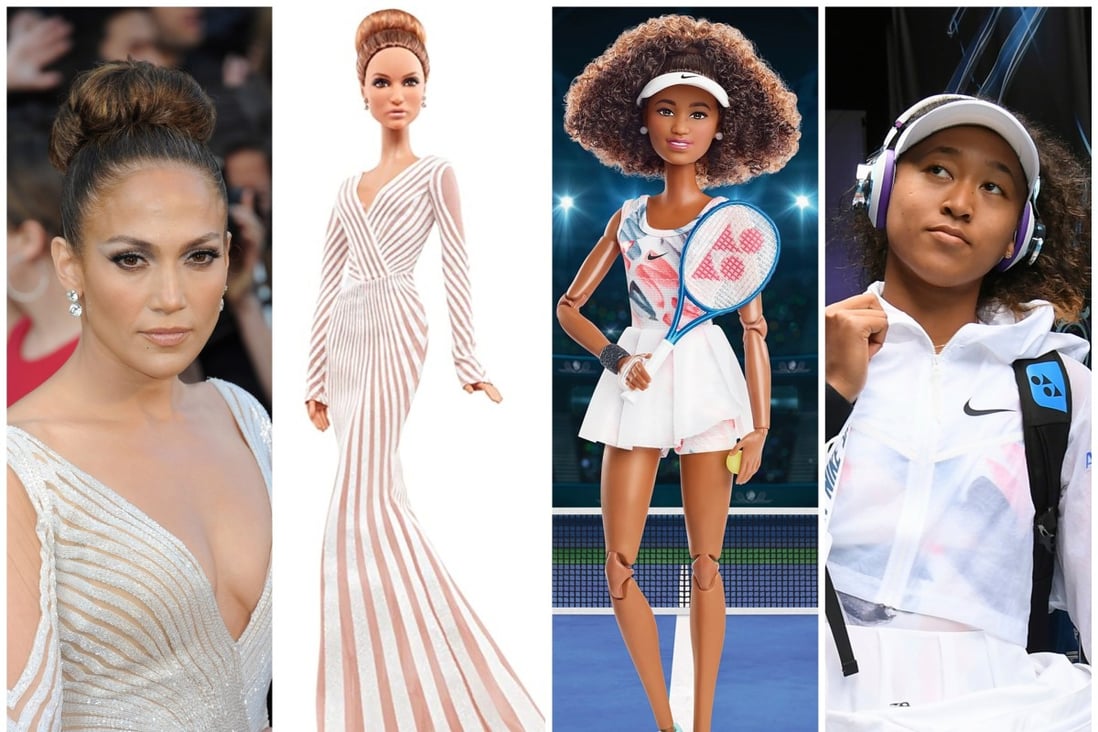Jennifer Lopez and Naomi Osaka are two power women who have been celebrated in plastic by Barbie. Photos: EPA, AP, Mattel