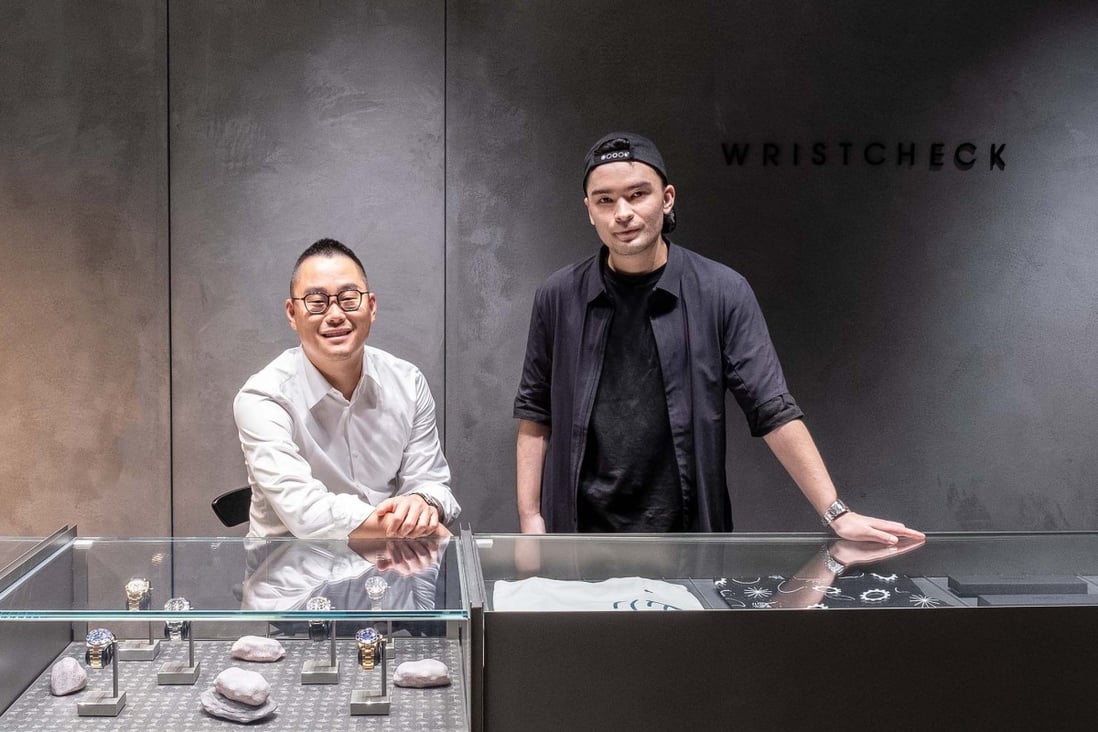 WristCheck co-founders Sean Wong (left) and Austen Chu, who opened their first store in the Landmark Atrium shopping mall in Hong Kong’s Central business district in September.
