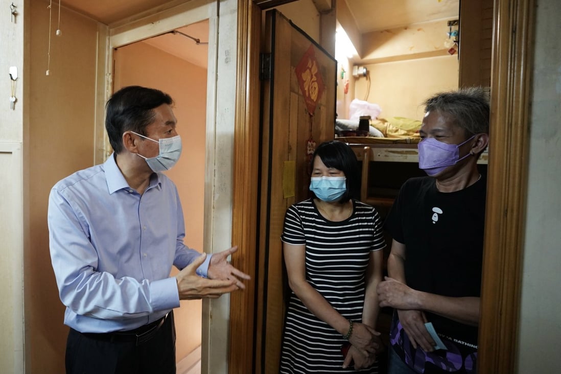 Luo Huining, director of the central government’s liaison office, visits residents in Mong Kok. Photo: Liaison office website