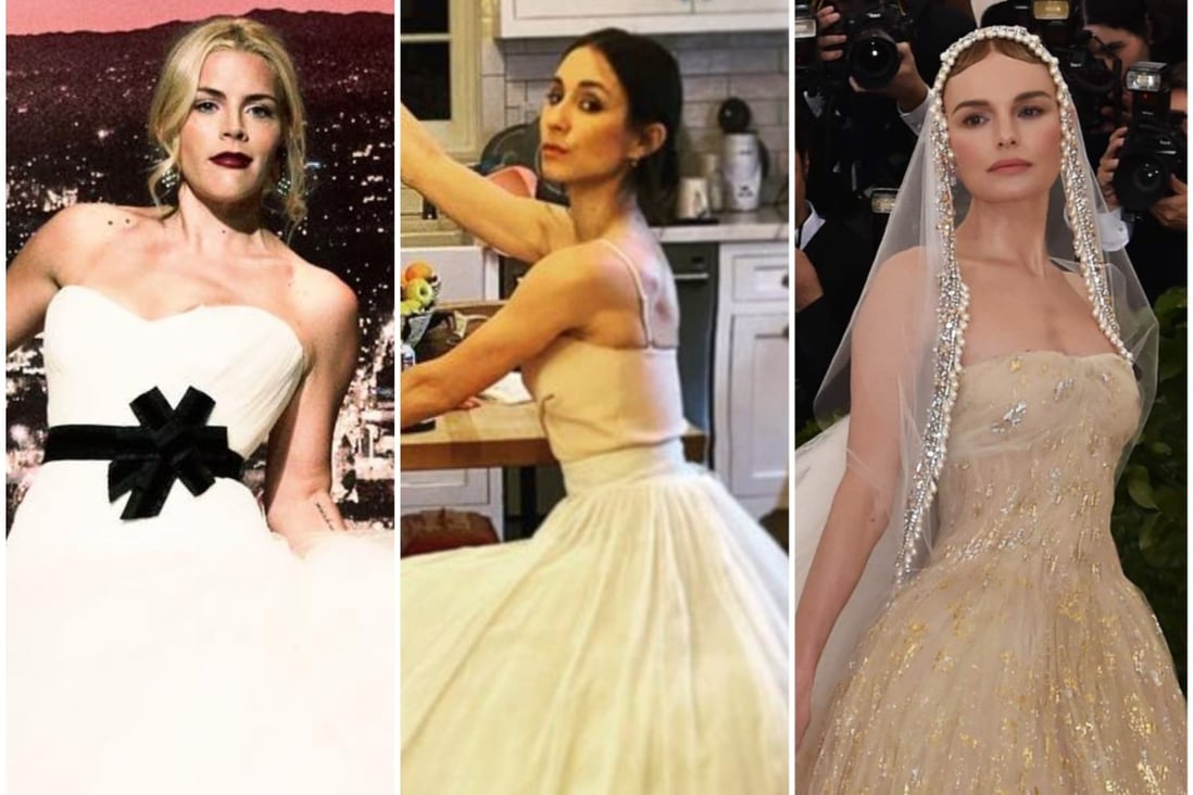 Busy Philipps, Troian Bellisario 
 and Kate Bosworth all rewore their wedding dresses at other special occasions. Photos: @busyphilipps, @sleepinthegardn/Instagram, AFP
