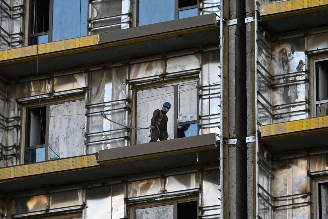 A man works at a construction site in Beijing on October 19. Photo: AFP