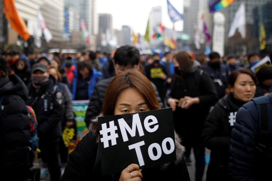 People in Seoul attend a #MeToo march on International Women’s Day on March 8, 2018. Photo: Reuters