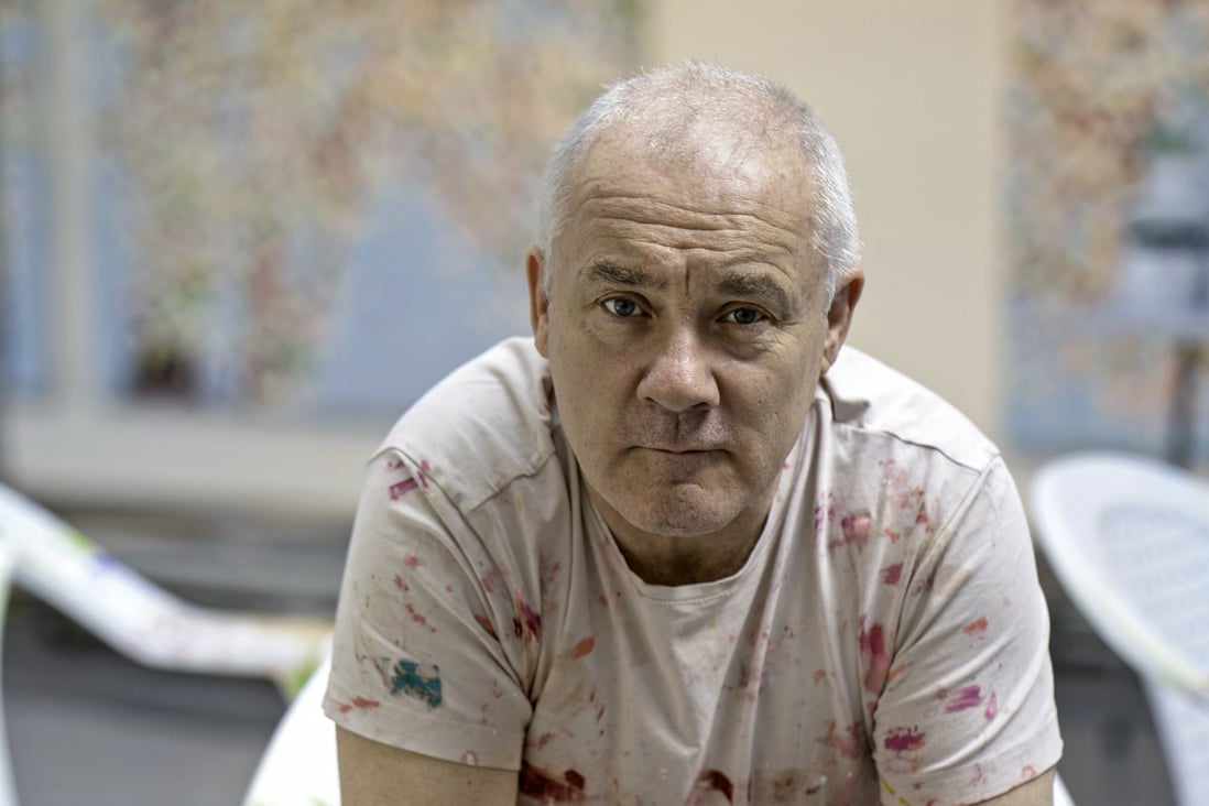 Damien Hirst in his studio. The British artist’s third Hong Kong show will open at White Cube Hong Kong on November 24. Photo: White Cube / Damien Hirst
