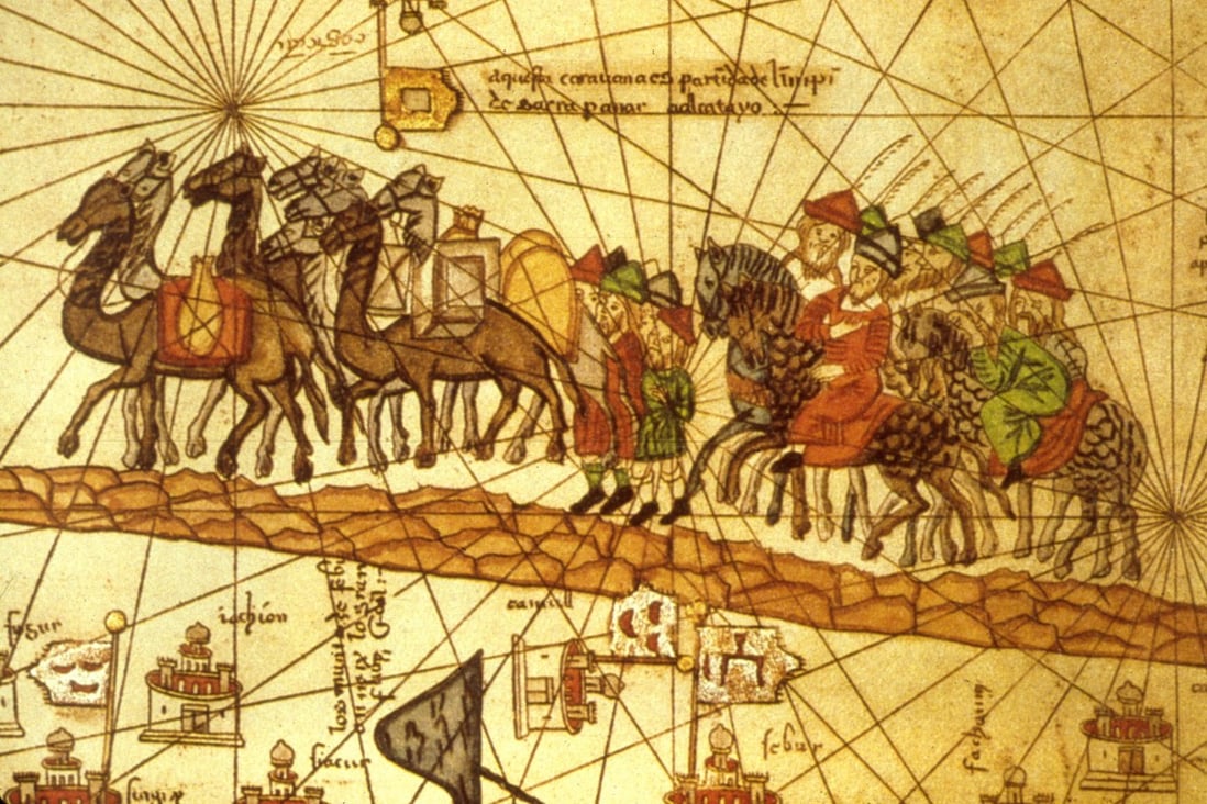 An illustrated map depicting the journey of the Venetian merchant Marco Polo along the silk road to China. In a book about travel writing, Tim Hennigan lauds an author many now doubt existed, yet finds no room for a popular writer such as Bill Bryson. Photo: Getty Images