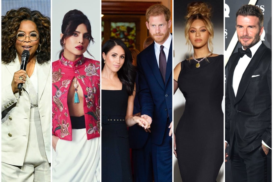 From Oprah Winfrey to David Beckham, Meghan Markle and Prince Harry certainly have no shortage of famous friends. Photos: Getty Images, @priyankachopra/Instagram, Wireimage, Tiffany & Co., DPA