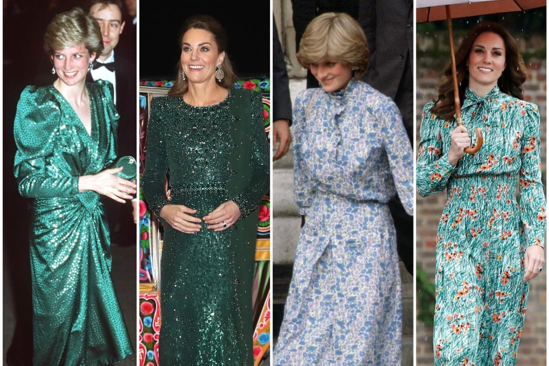 Kate Middleton has taken style inspiration from her late mother-in-law, Princess Diana, many times over the years. Photos: Getty Images, EPA-EFE, Reuters