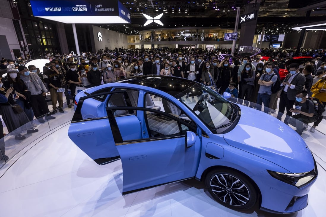 The Chinese EV maker Xpeng expects to sell more than 12,000 cars a month in November and December, including its best-selling P5 model above. Photo:  EPA-EFE