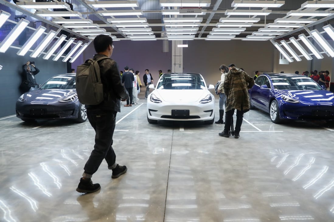 Tesla’s China-made Model 3 vehicles at its Gigafactory in Shanghai on January 7, 2020. Photo: Xinhua
