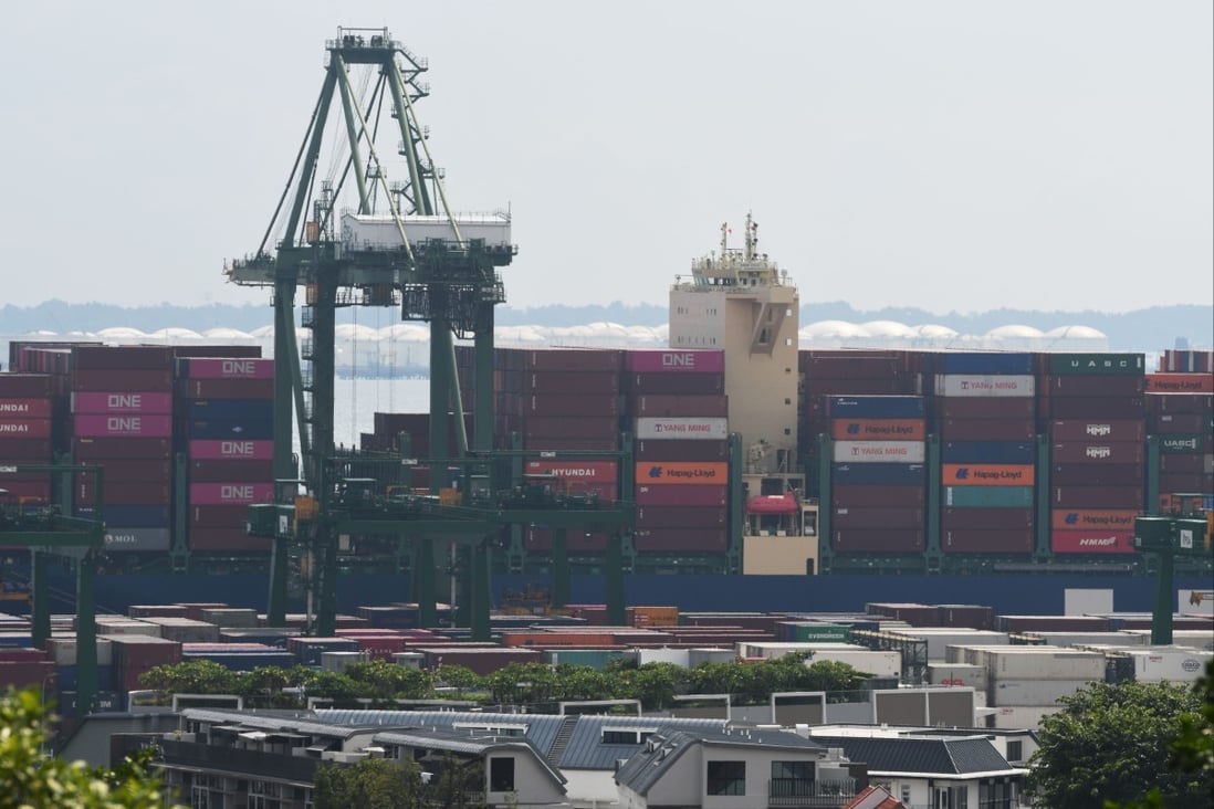 Container ships berth at the Pasir Panjang terminal in Singapore. Photo: Xinhua
