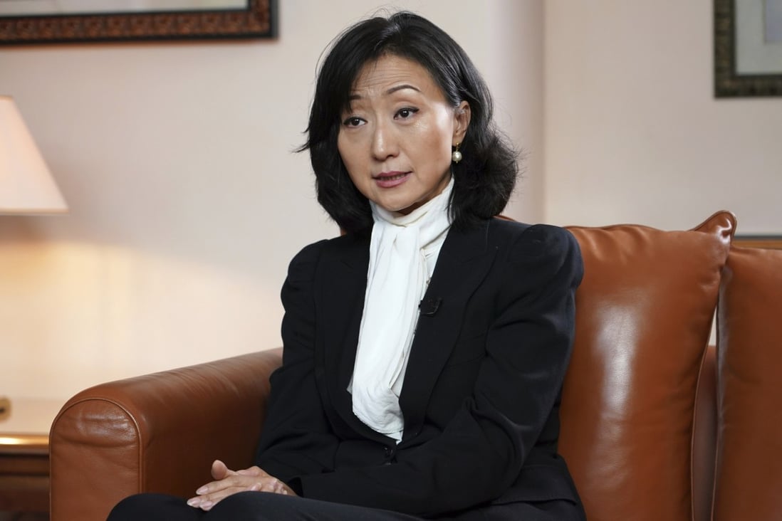 Grace Meng, wife of Meng Hongwei, pictured during her interview with the Associated Press in France on November 16. Photo: AP
