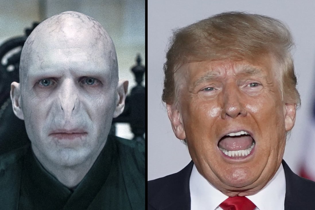 Academic Jonathan Gottschall says if we forget the stories our tribe tells and show people empathy, we won’t be manipulated. However, he can’t show any to former US president Donald Trump (above, right), likening him instead to Voldemort, the dark wizard of the Harry Potter books and films (portrayed by actor Ralph Fiennes, above, left). Photo: Getty Images