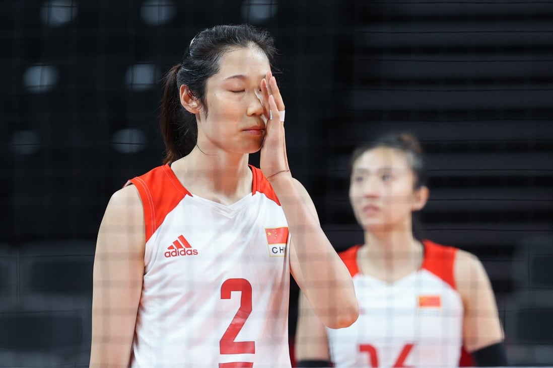 China’s Zhu Ting feels the heat as her team takes on Russia at the Tokyo Olympics. Photo: Xinhua