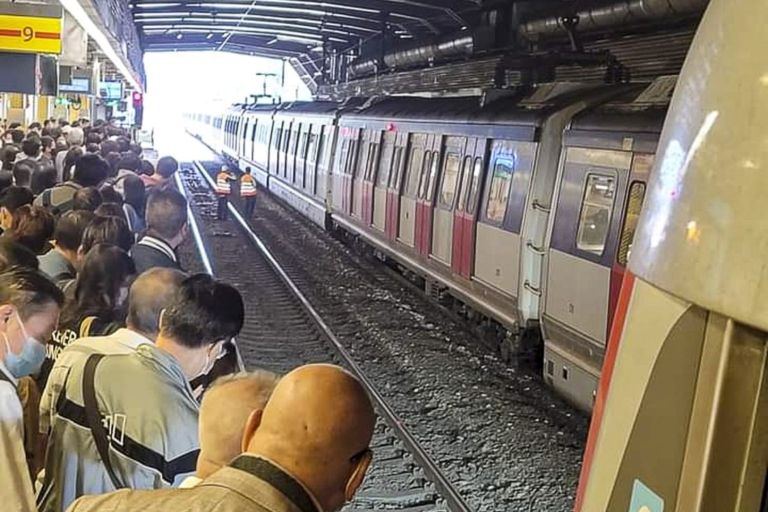 Train services were disrupted on Saturday morning in and around Tai Wo MTR station. Photo: Facebook