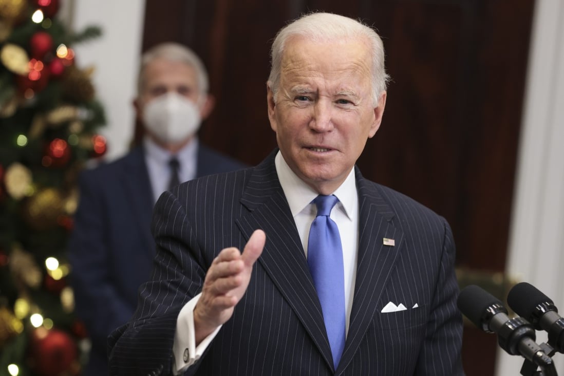 US President Joe Biden speaks on the Omicron variant at the White House on Monday. Photo: Bloomberg