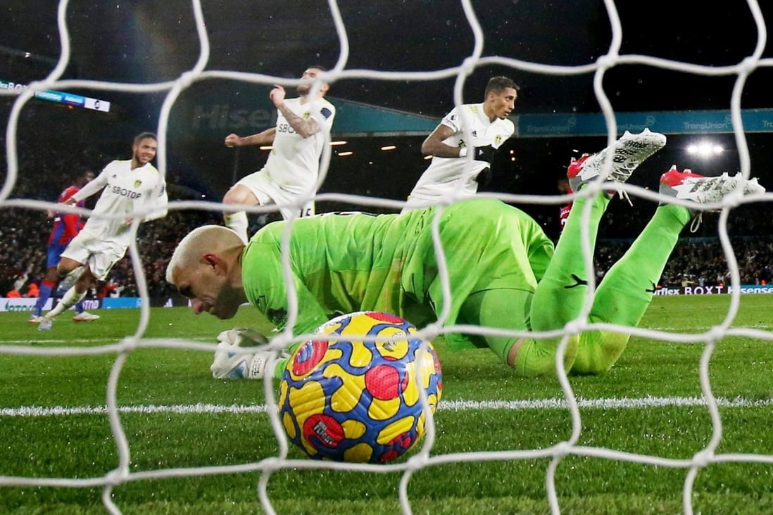 Raphinha celebrates scoring Leeds United’s winner against Crystal Palace. Photo: Reuters