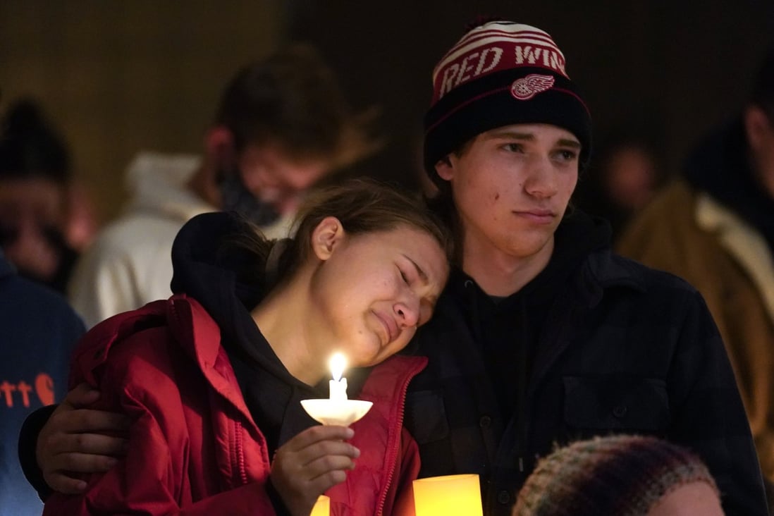 People attend a vigil at LakePoint Community Church in Oxford, Michigan after the shooting. Photo: AP
