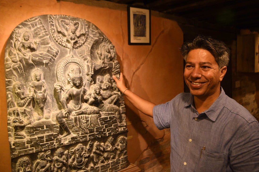 Rabindra Puri at his house in Bhaktapur, east of Kathmandu. He is one of the heritage activists campaigning to bring back from overseas museums Nepalese artefacts stolen from the country. Photo: AFP