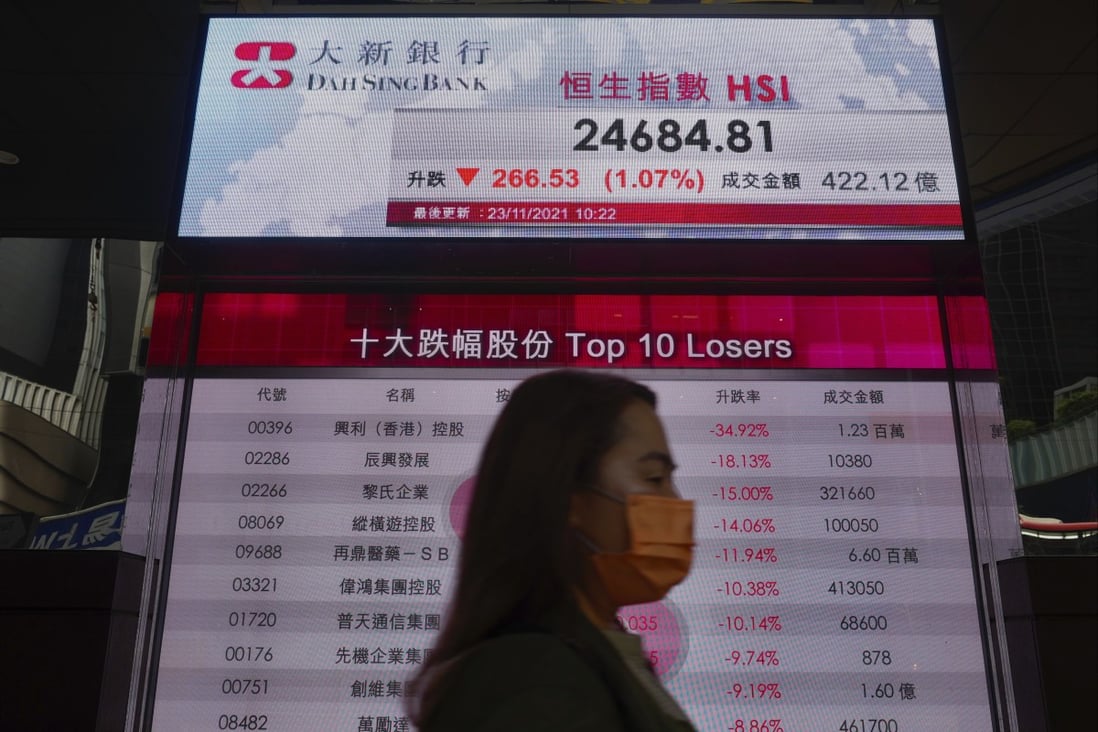 Hong Kong stocks sank on Friday morning, reversing two days of gains. Photo: AP